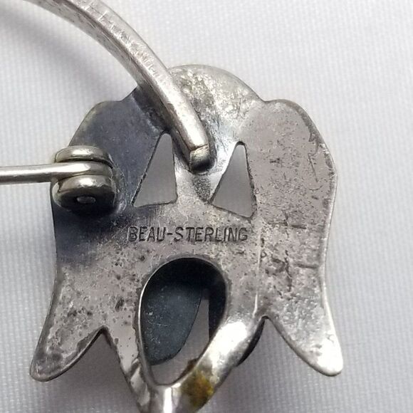 Vintage Beau Sterling Silver Abstract Dog Shape Brooch, Puppy Spiral Shape - Picture 4 of 7